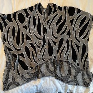 Chico’s black & silver metallic poncho-style wrap
